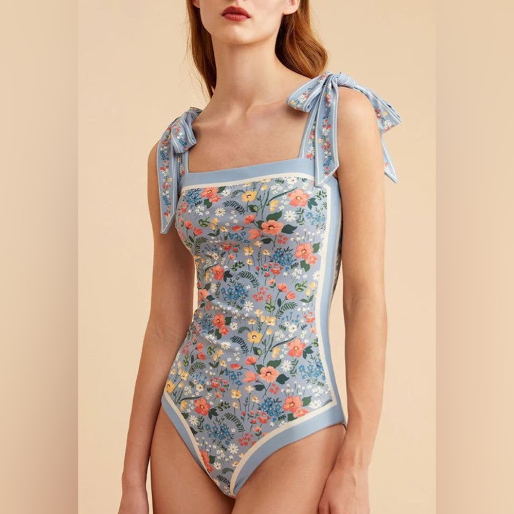 Blue Vintage Floral Reversible One Piece Swimsuit